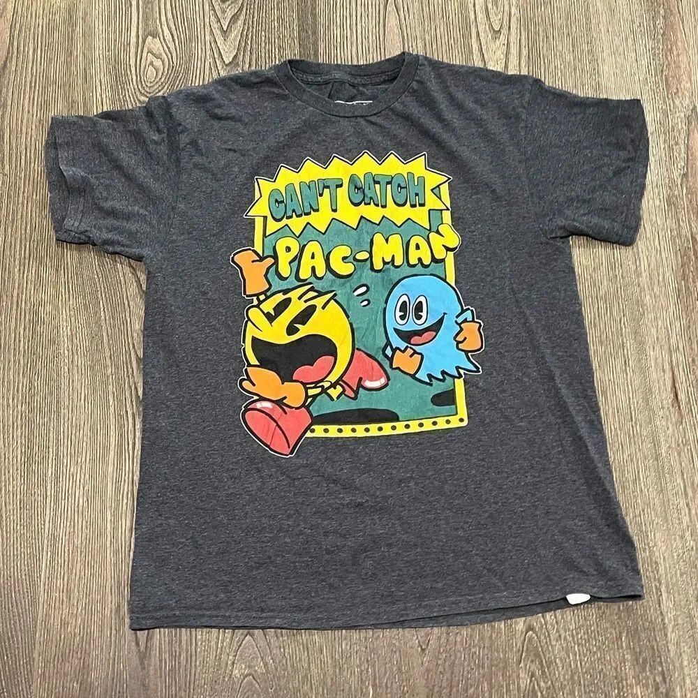 Pac-Man Boys Graphic T-Shirt Short Sleeve Crew Neck Cotton Blend Gray Large